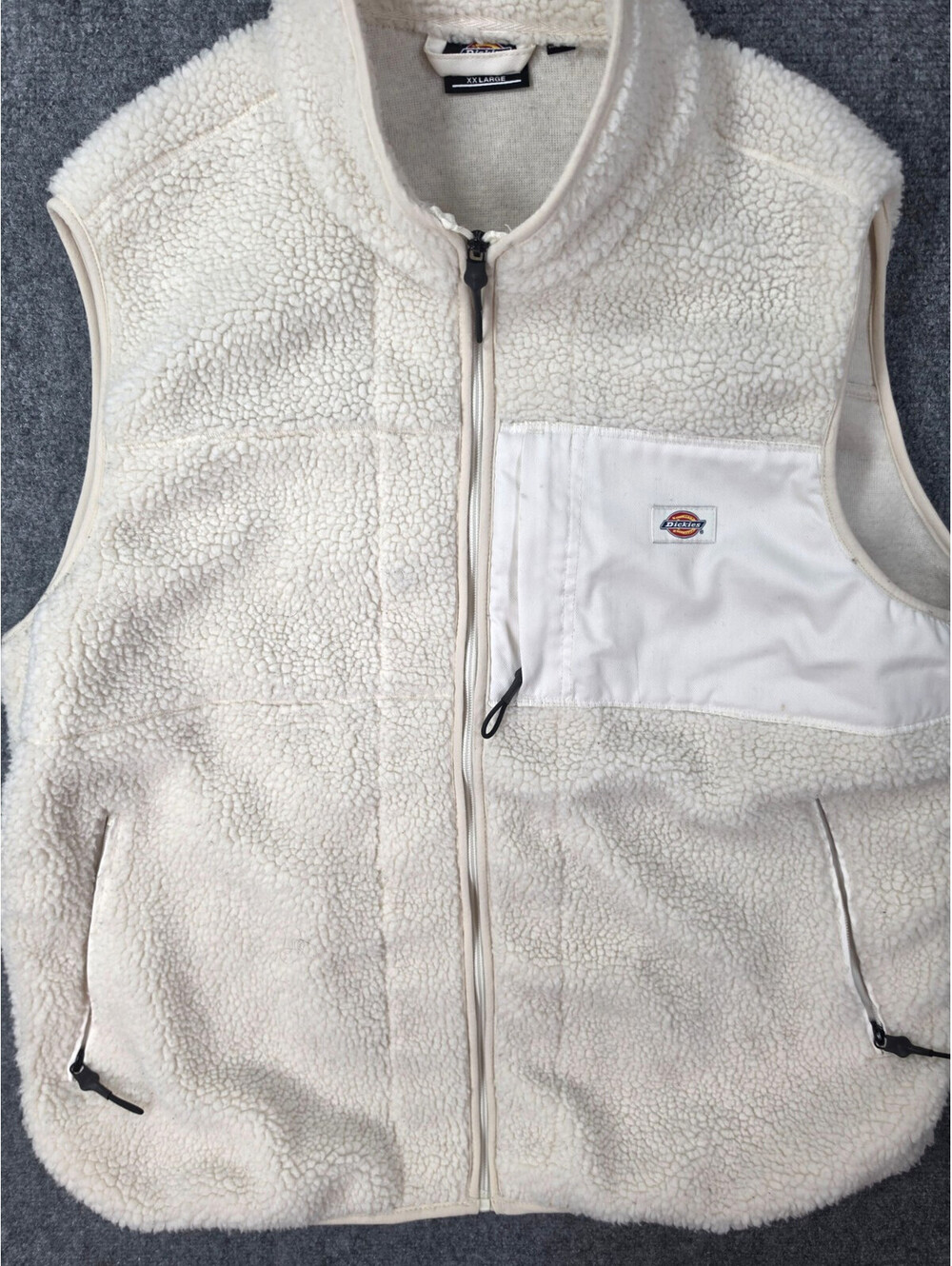 Dickies Sherpa Fleece Vest Mens XXL Cream Ecru Full Zip Workwear Gorpcore